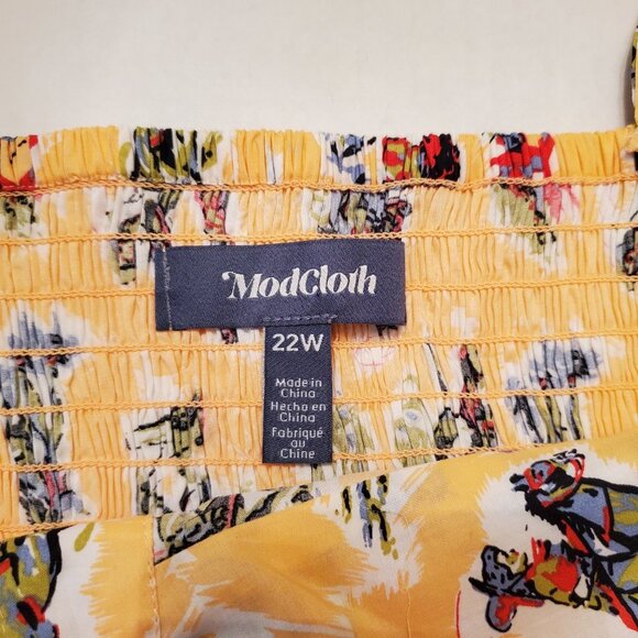Modcloth Cropped Yellow Western Scene Sleeveless Blouse - Picture 9 of 15